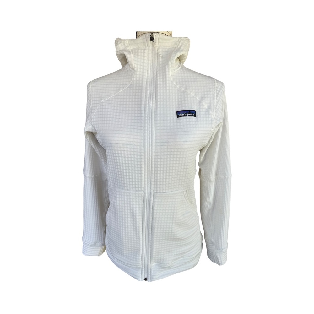 Patagonia Polartec “Power Grid” Fabric Women's Ivory Hoodie Jacket Size S
